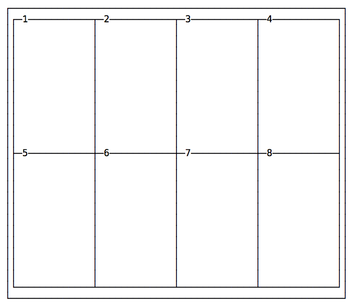 A grid with 4 columns and 2 rows