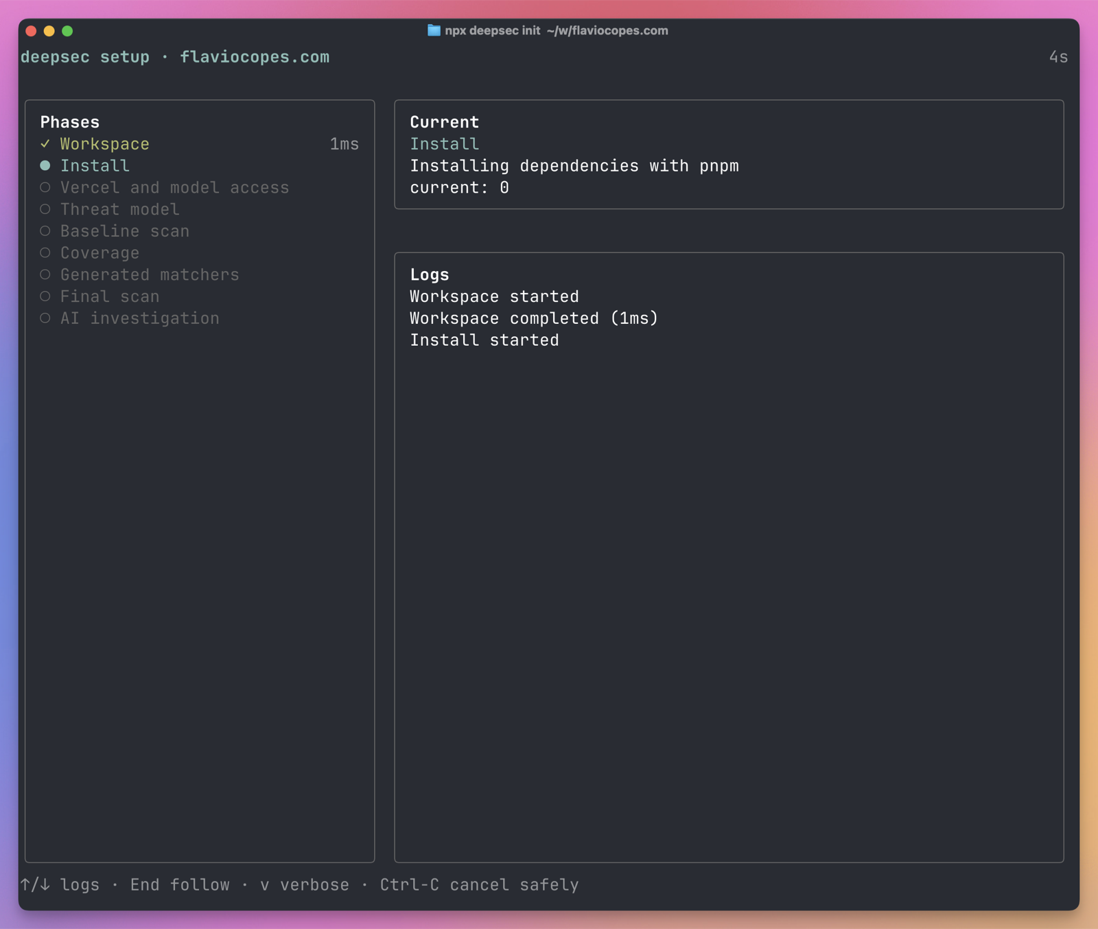 DeepSec installing its workspace dependencies