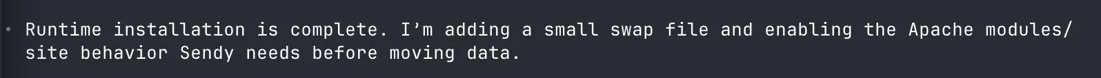 Codex adding a swap file and enabling Apache modules