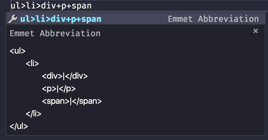 emmet shortcut for html