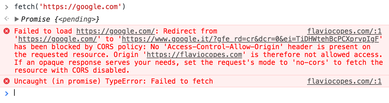 Fetch failed because of CORS policy