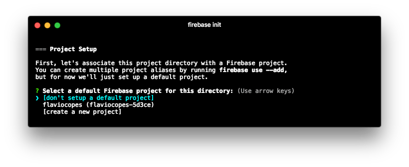 Choose firebase project