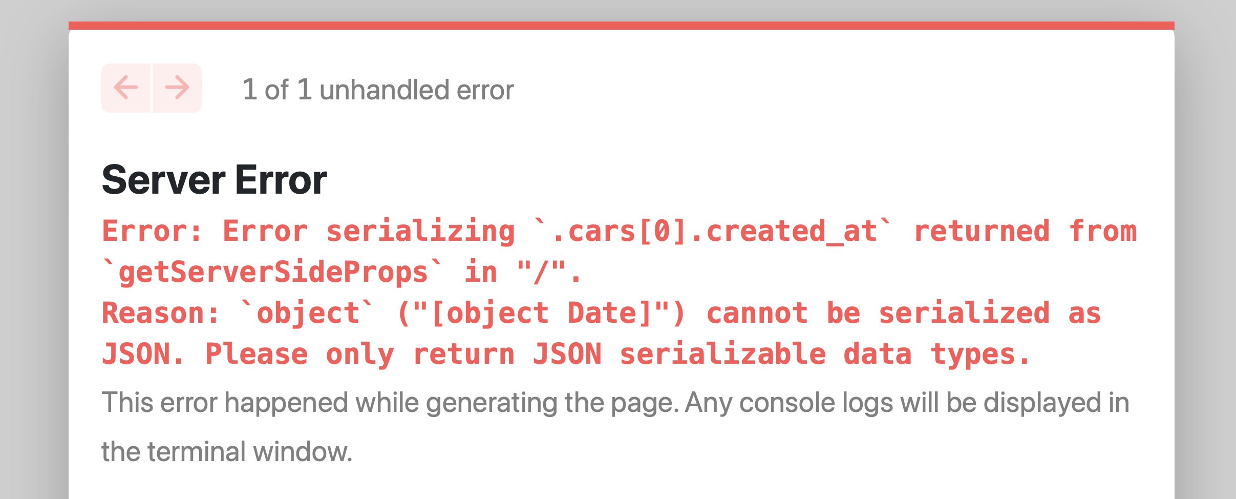 How To Fix Error Serializing Date Object JSON In Next js