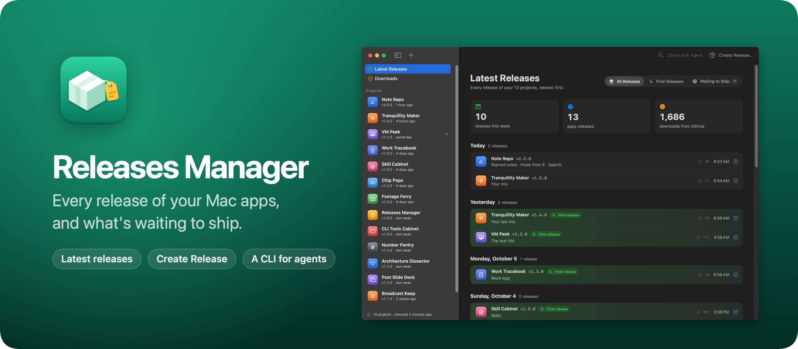 Releases Manager, every release of your Mac apps, and what's waiting to ship