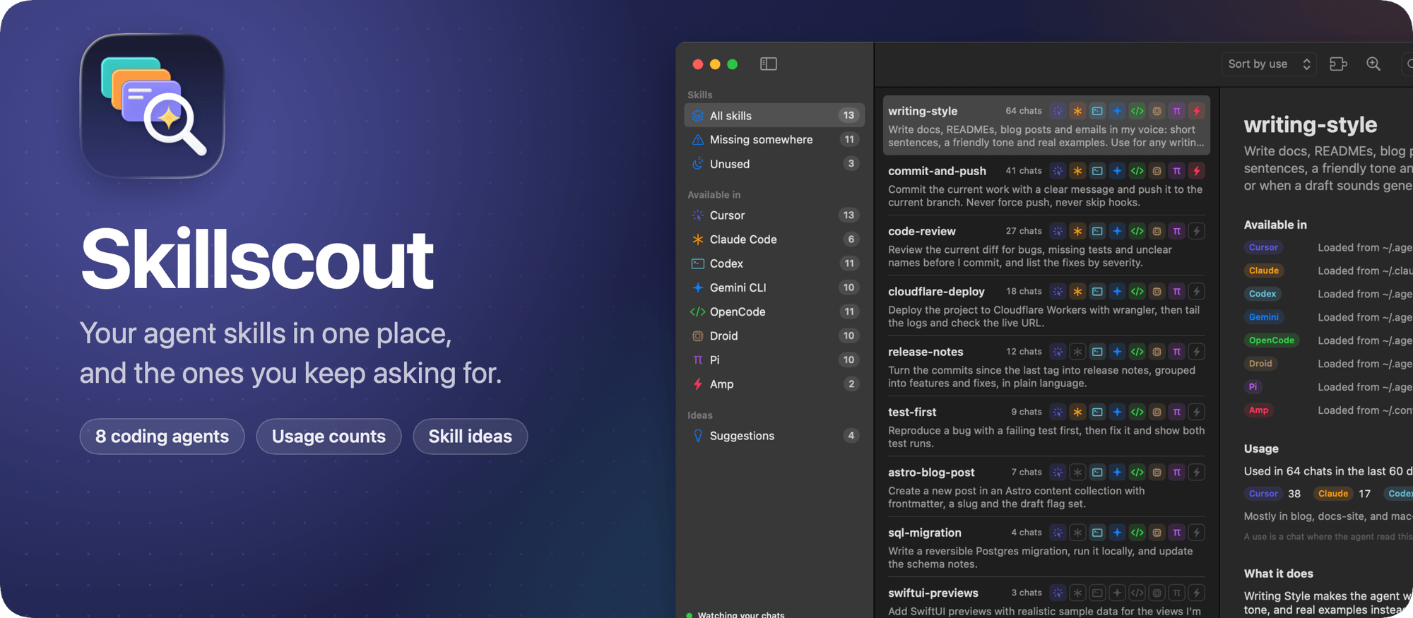 Skillscout, your agent skills in one place, and the ones you keep asking for