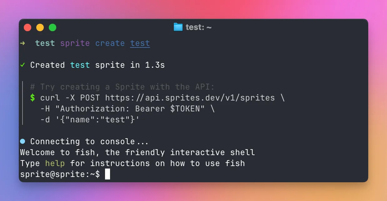 Creating a Sprite from the terminal