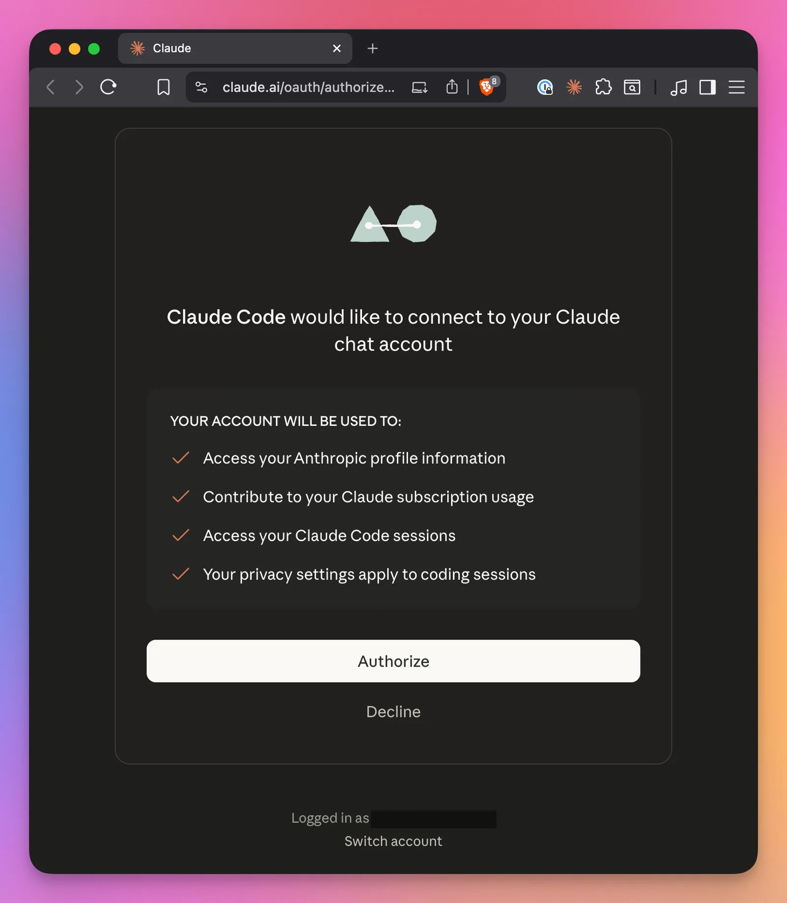 Claude authorization page