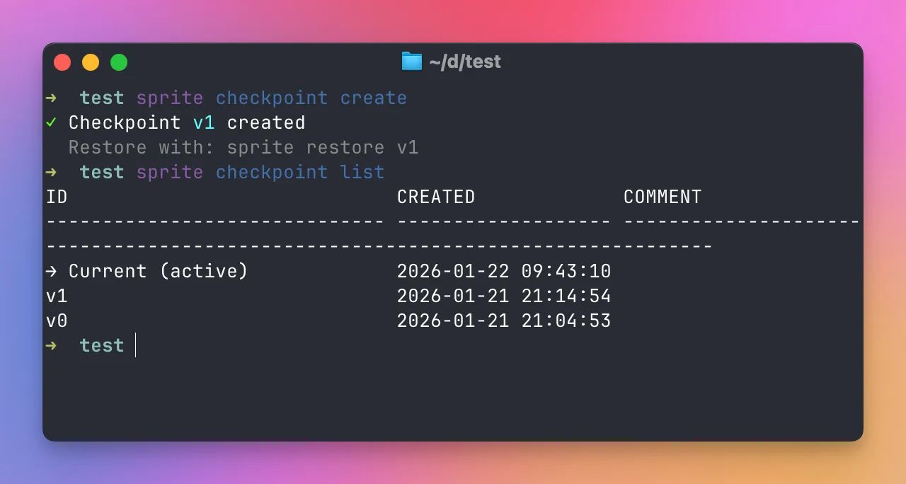 Creating a checkpoint