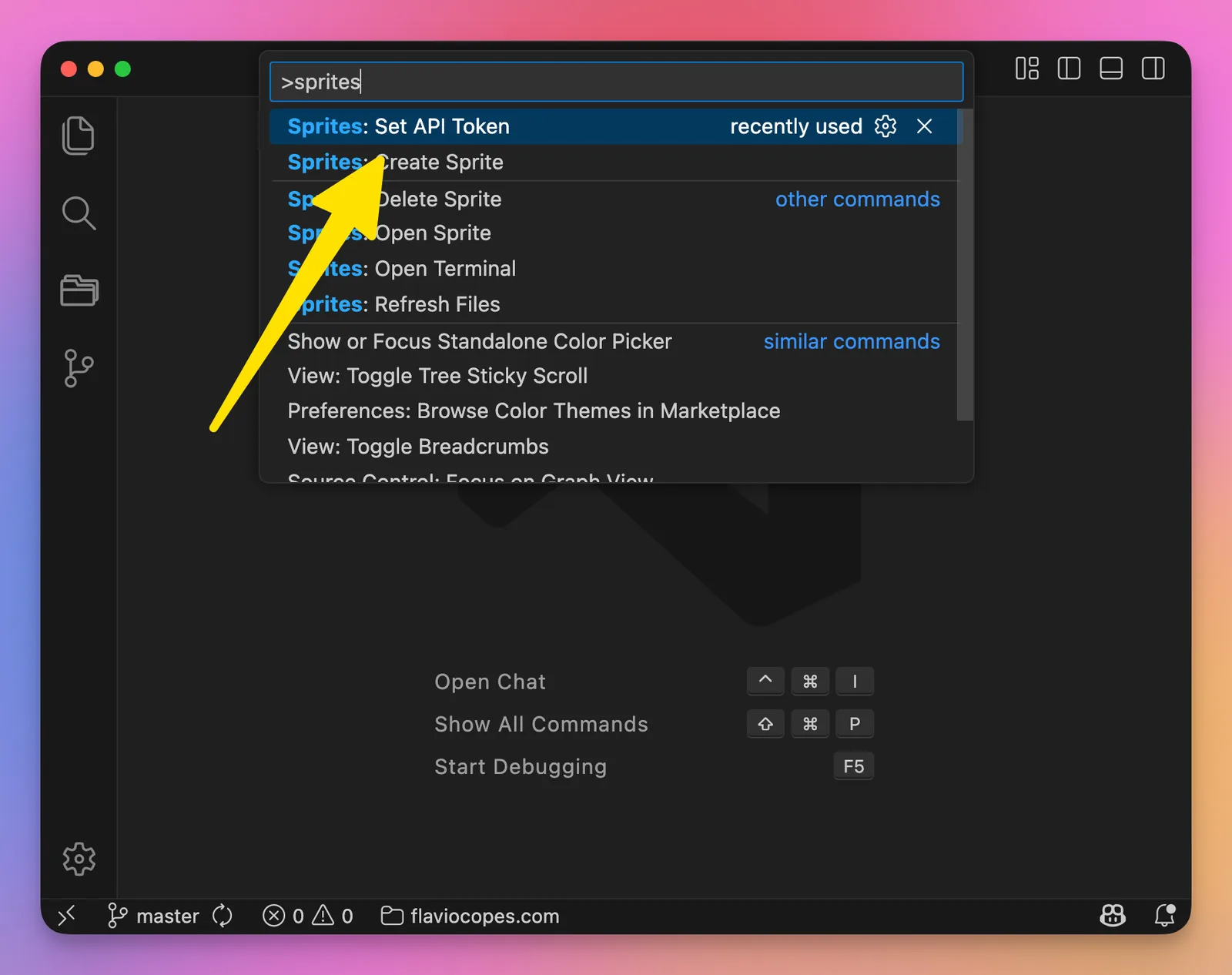 Sprites: Set API Token command