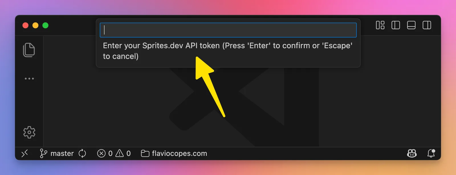 Token prompt in the editor
