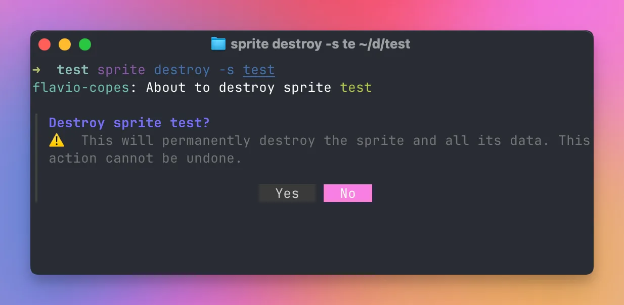 sprite destroy asks for confirmation