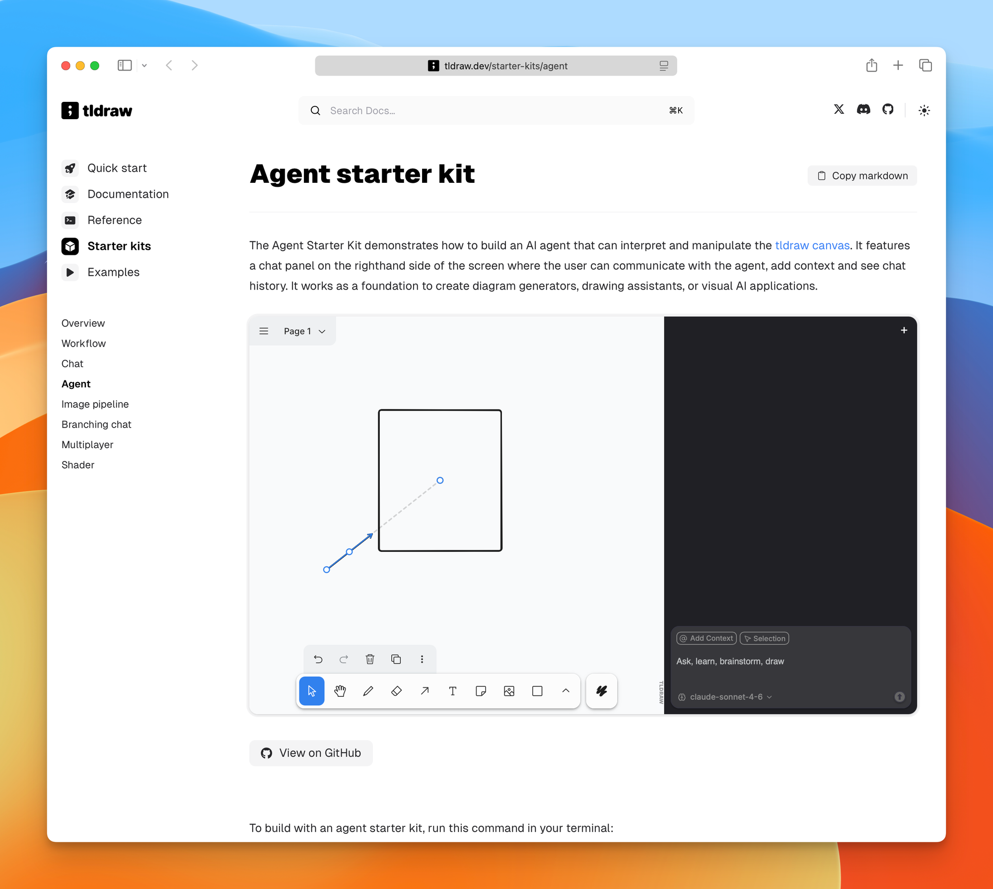 A tldraw Computer workflow using a drawing as input