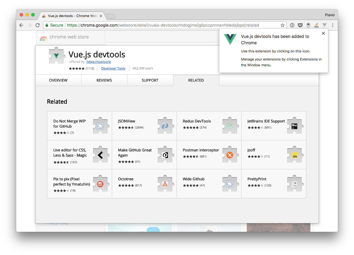 Vue DevTools installed