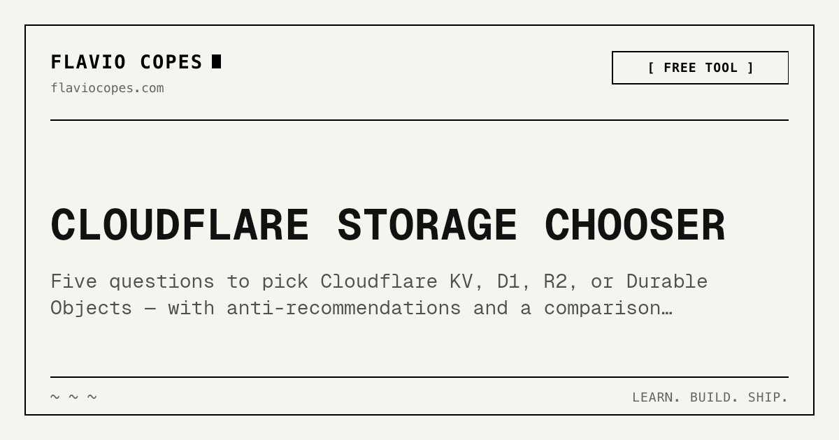 Cloudflare KV vs D1 vs R2 vs Durable Objects | Flavio Copes