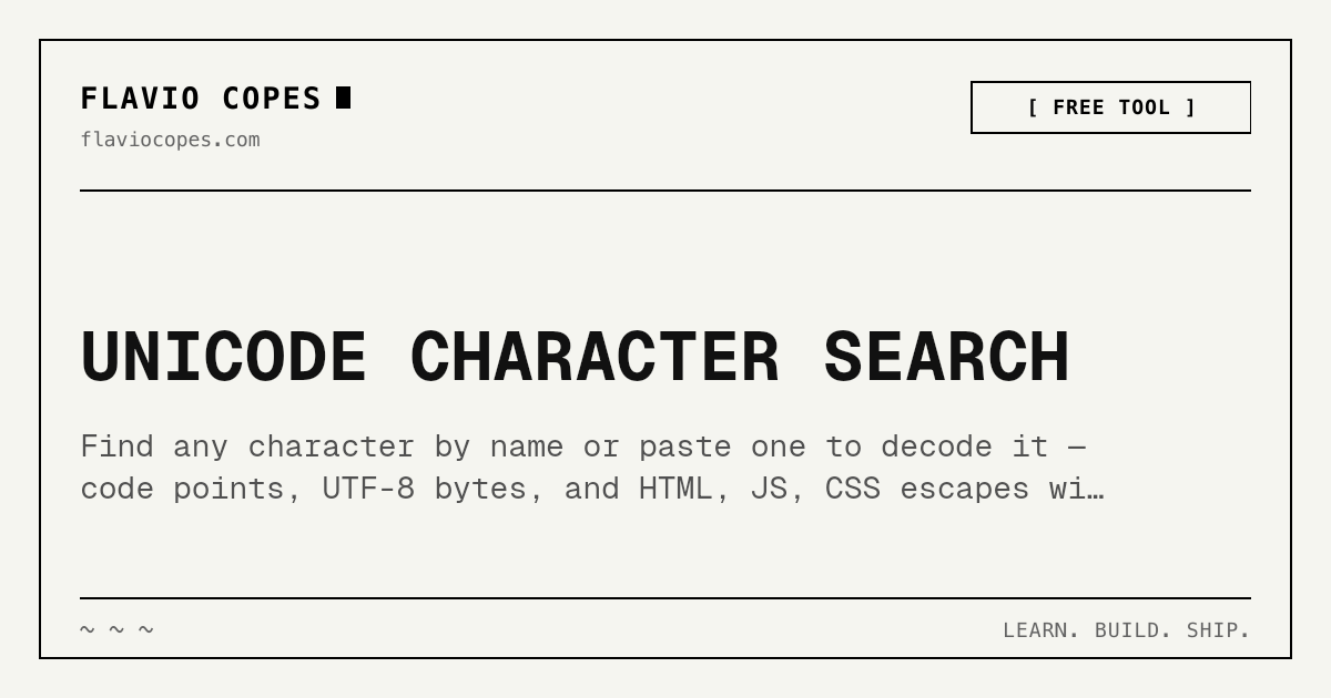Unicode Character Search | Flavio Copes